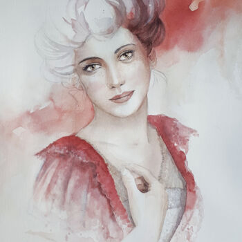 Schilderij getiteld "Marie-Charlotte" door Tvdp Aquarelliste, Origineel Kunstwerk, Aquarel