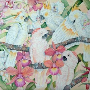 Malarstwo zatytułowany „Cockatoo Convention” autorstwa Linda Lord, Oryginalna praca