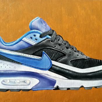 Painting titled "Nike air max bw 1991" by Sergio Rivera Martinez, Original Artwork, Acrylic Mounted on Other rigid panel