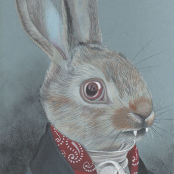 Drawing titled "Vamp Bunny" by Txuscuende, Original Artwork, Pencil Mounted on Other rigid panel