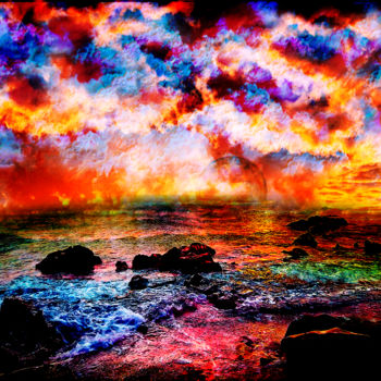 Arte digitale intitolato ""Sunset from elsewh…" da Tyfhaan Yk, Opera d'arte originale, Pittura digitale