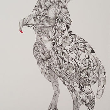 Dessin intitulée "le-faucon.jpg" par Tykamao, Œuvre d'art originale, Encre