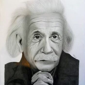 Dibujo titulada "Albert Einstein" por Tzina Tsaou, Obra de arte original, Lápiz