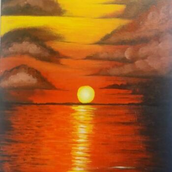 Painting titled "Sunset in tense" by Tzina Tsaou, Original Artwork, Acrylic
