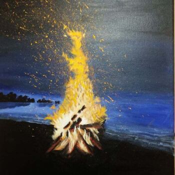 Malerei mit dem Titel "Fire night" von Tzina Tsaou, Original-Kunstwerk, Acryl