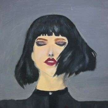 「Woman in short hair」というタイトルの絵画 Tzina Tsaouによって, オリジナルのアートワーク, アクリル