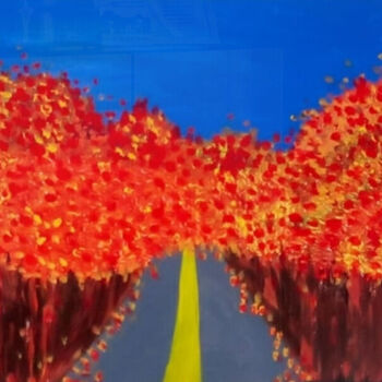 Картина под названием "autumn" - Tzina Tsaou, Подлинное произведение искусства, Акрил Установлен на Деревянная рама для носи…