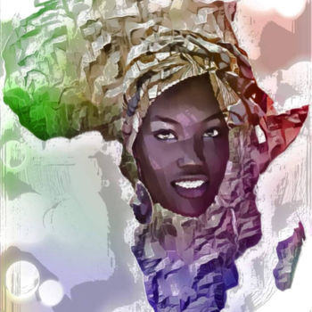 Digital Arts titled "Beleza Africana 2" by Ubiraci Borges, Original Artwork, Digital Painting