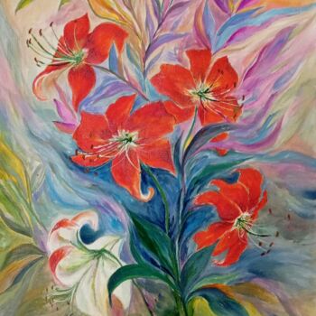 Peinture intitulée "Вальс цветов" par Valentina Khudyakova, Œuvre d'art originale, Gouache