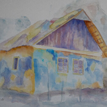 Painting titled "Aq 9/24 Schiefes Ha…" by Udo Greiner, Original Artwork, Watercolor