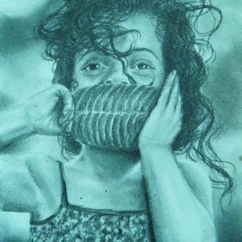 "Menina e folha" başlıklı Resim Uendell Rocha tarafından, Orijinal sanat, Karakalem
