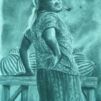Dibujo titulada "Melancia" por Uendell Rocha, Obra de arte original, Carbón