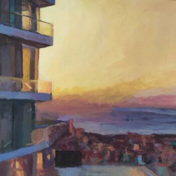 Painting titled "View-Sunset2020" by Uğur Ergül, Original Artwork, Acrylic