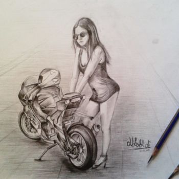 Desenho intitulada "Karakalem Top Model…" por Uğur Ergül, Obras de arte originais