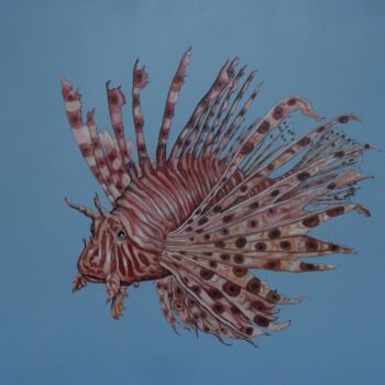 Painting titled "Lionfish" by Uko Post, Original Artwork, Oil