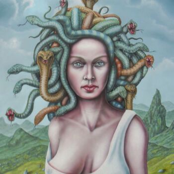 Malerei mit dem Titel "Medusa II" von Uko Post, Original-Kunstwerk, Öl