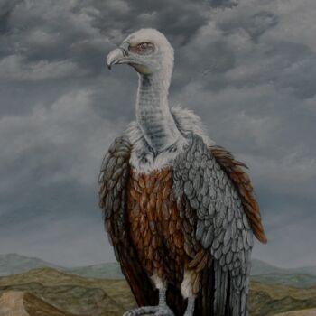 Ζωγραφική με τίτλο "Nekhbet/Vulture" από Uko Post, Αυθεντικά έργα τέχνης, Λάδι