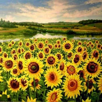 Картина под названием "Летний пейзаж" - Sergey Puzirchenko, Подлинное произведение искусства, Масло
