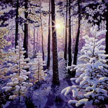 Peinture intitulée "Зимний пейзаж" par Sergey Puzirchenko, Œuvre d'art originale