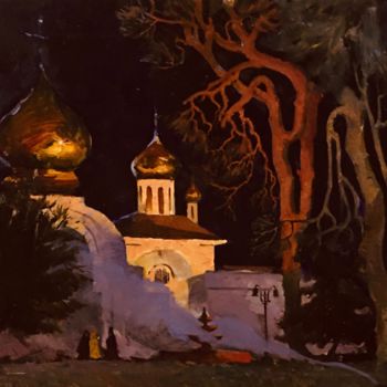 Картина под названием "Cathedral of the As…" - Uktam Isirgapov, Подлинное произведение искусства, Масло Установлен на Деревя…