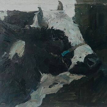 Картина под названием "«Bull»" - Uktam Isirgapov, Подлинное произведение искусства, Масло