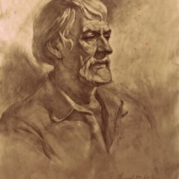 Картина под названием "“Portrait of uncle…" - Uktam Isirgapov, Подлинное произведение искусства, Графит
