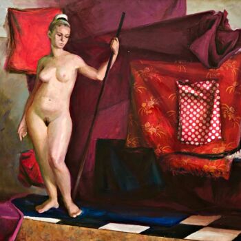 Картина под названием "“nude model”" - Uktam Isirgapov, Подлинное произведение искусства, Масло