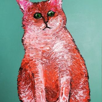 Painting titled "Cat art. Modern art…" by Uliana Veretennikova, Original Artwork, Acrylic Mounted on Wood Stretcher frame