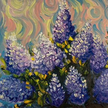 Картина под названием "Lilacs" - Ulada Ramanovich Hicheri, Подлинное произведение искусства, Масло Установлен на Деревянная…