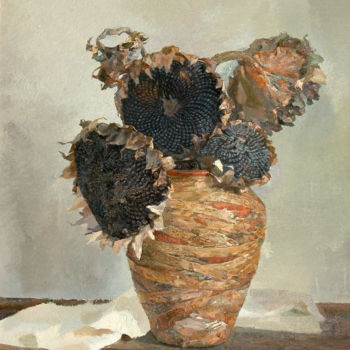 Painting titled "sunflowers" by Uladzimir Khadarovich, Original Artwork