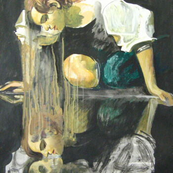 Peinture intitulée "Нарцисс" par Iuliia Bezshtanko, Œuvre d'art originale, Tempera
