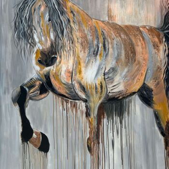 Painting titled "Totem horse" by Iuliia Dobrovolskaia, Original Artwork, Acrylic