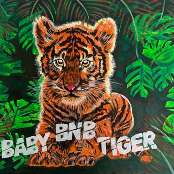 Painting titled "Baby BNB Tiger 2024" by Iuliia Dobrovolskaia, Original Artwork, Acrylic