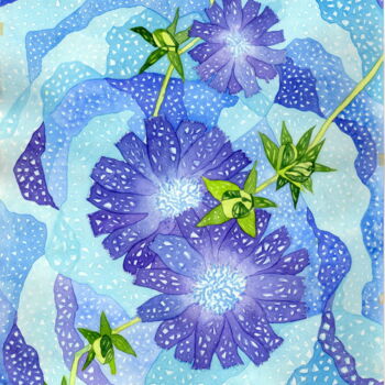 Painting titled "Chicory flower" by Ulia Nagornaa, Original Artwork, Watercolor