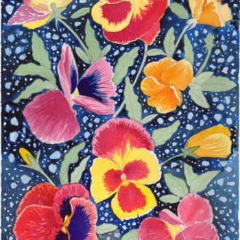 Painting titled "Bright flowers Pansy" by Ulia Nagornaa, Original Artwork, Watercolor