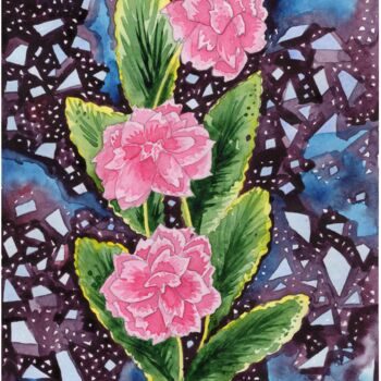 Pintura titulada "Blooming in space" por Ulia Nagornaa, Obra de arte original, Acuarela