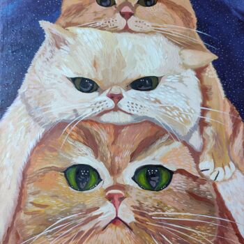 Painting titled "Fluffy conquerors o…" by Ulia Nagornaa, Original Artwork, Oil