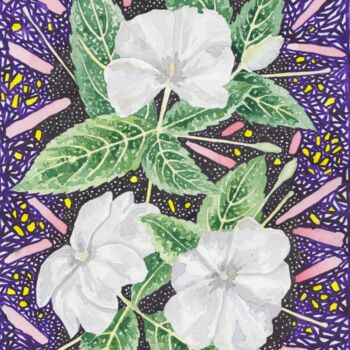 Painting titled "White spring flowers" by Ulia Nagornaa, Original Artwork, Watercolor