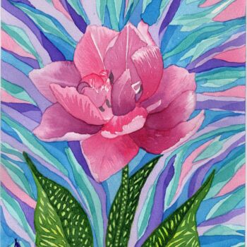 Painting titled "The tulip has bloom…" by Ulia Nagornaa, Original Artwork, Watercolor