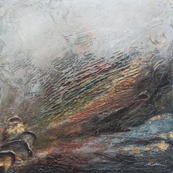 Картина под названием "Abstract texture sm…" - Uliana Saiapina, Подлинное произведение искусства, Гипс Установлен на Деревян…