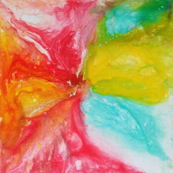 Painting titled "Bright colorful lit…" by Uliana Saiapina, Original Artwork, Acrylic Mounted on Wood Stretcher frame
