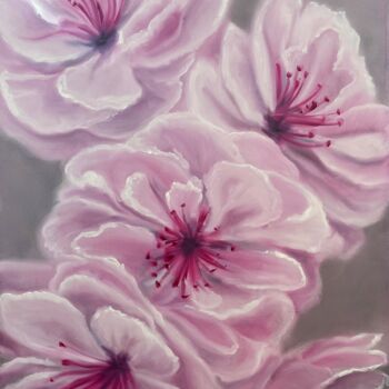 Painting titled "Pink magic" by Uliana Titova, Original Artwork, Oil Mounted on Wood Stretcher frame