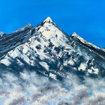 Schilderij getiteld "Alps" door Uliana Titova, Origineel Kunstwerk, Olie Gemonteerd op Frame voor houten brancard