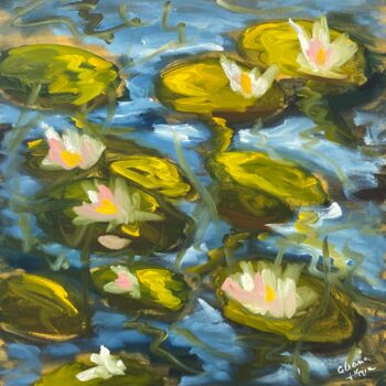 "Water lilies" başlıklı Tablo Uliana Titova tarafından, Orijinal sanat, Petrol Ahşap Sedye çerçevesi üzerine monte edilmiş