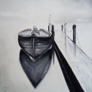 Malerei mit dem Titel "On the pier" von Julianna Tulinova, Original-Kunstwerk, Öl