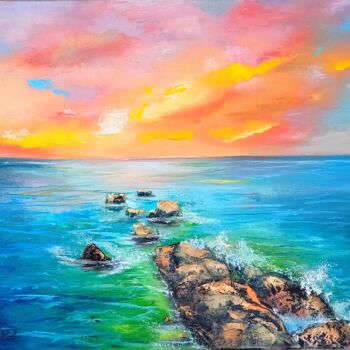 제목이 "Bright sunset"인 미술작품 Julianna Tulinova로, 원작, 기름