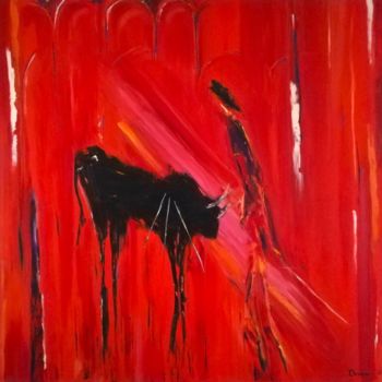Malerei mit dem Titel "Corrida en rouge -…" von Ulie Bremer, Original-Kunstwerk, Öl