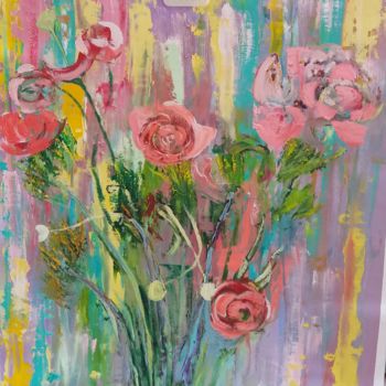 Peinture intitulée "Les fleurs_1" par Uljana Bekis, Œuvre d'art originale, Huile