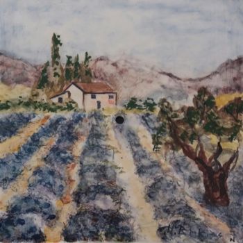 Peinture intitulée "Les champs" par Uljana Bekis, Œuvre d'art originale, Huile