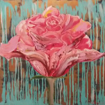 Картина под названием "La rose" - Uljana Bekis, Подлинное произведение искусства, Масло